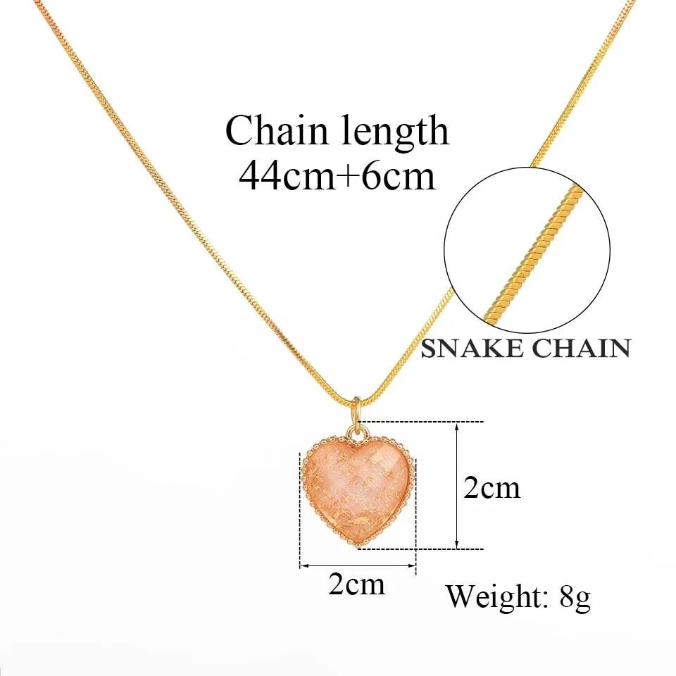 Heart Shape Pendant Link Chain Necklaces for Women Romantic Jewelry