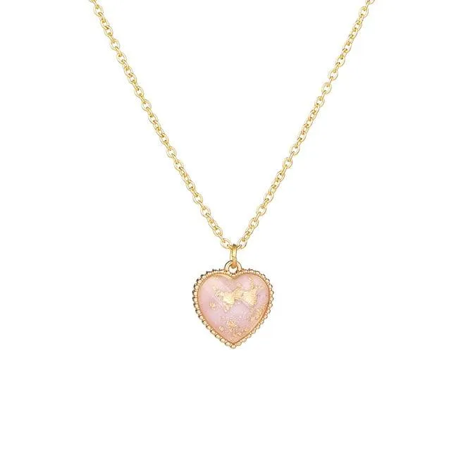 Heart Shape Pendant Link Chain Necklaces for Women Romantic Jewelry