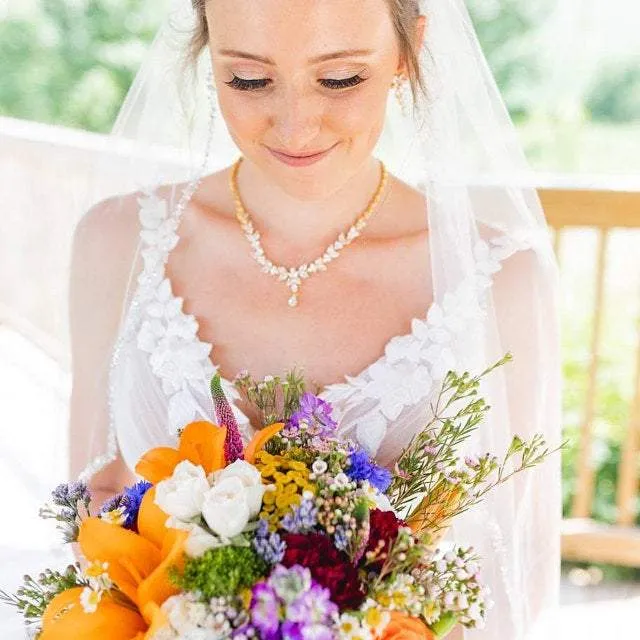 Heather - Rose gold Crystal Bridal Earrings