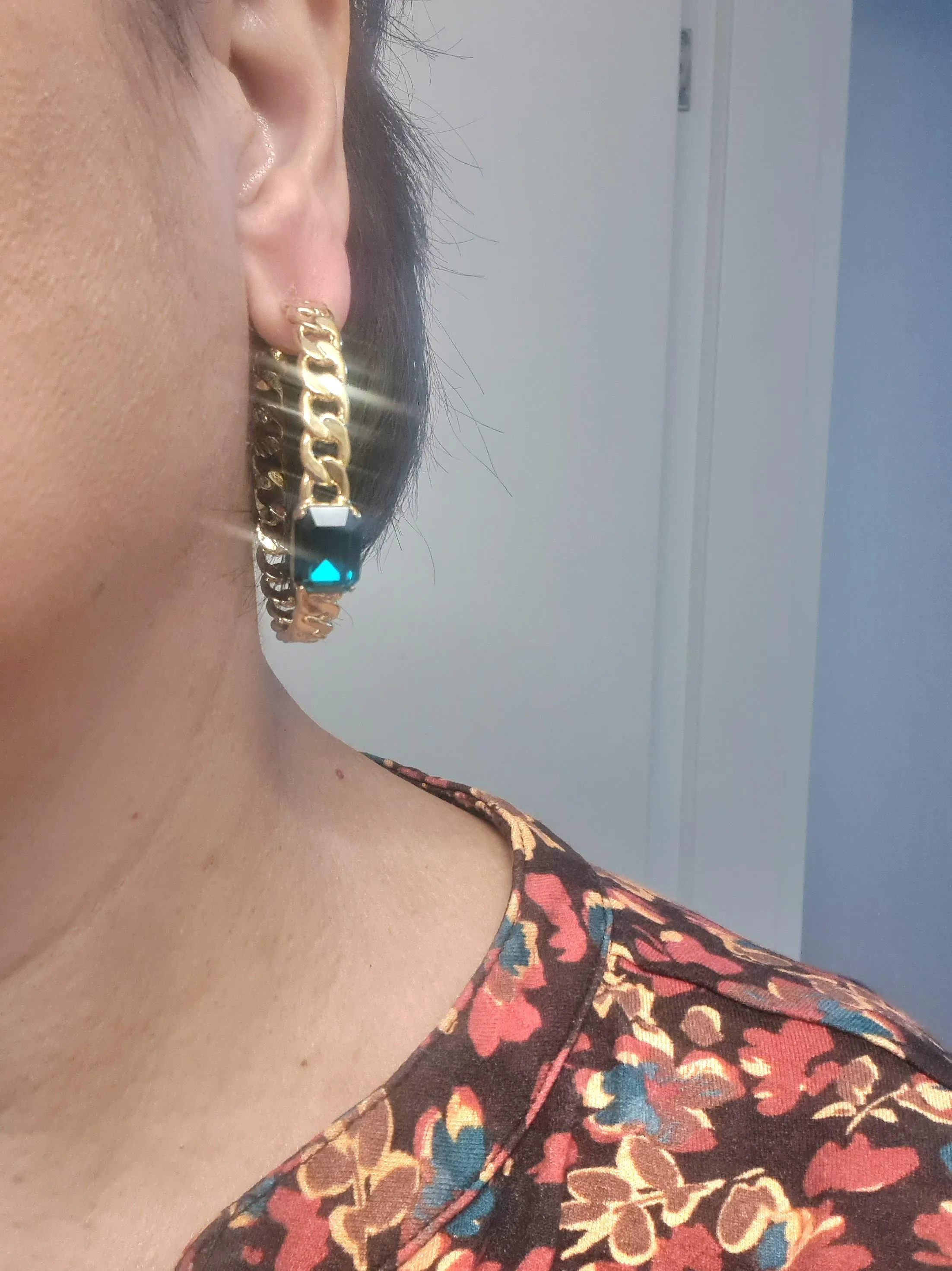 Hoop Gold Chain Earrings