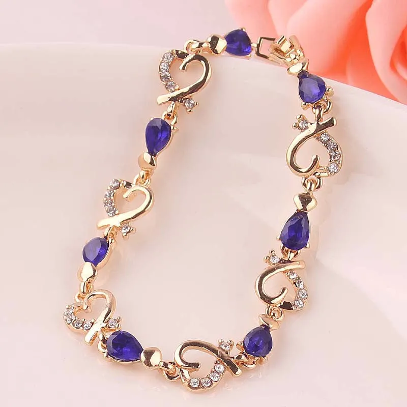 Hot Selling Heart Shaped Bracelets 18K Gold Plated Austrian Crystal Bracelet & Bangle For Women