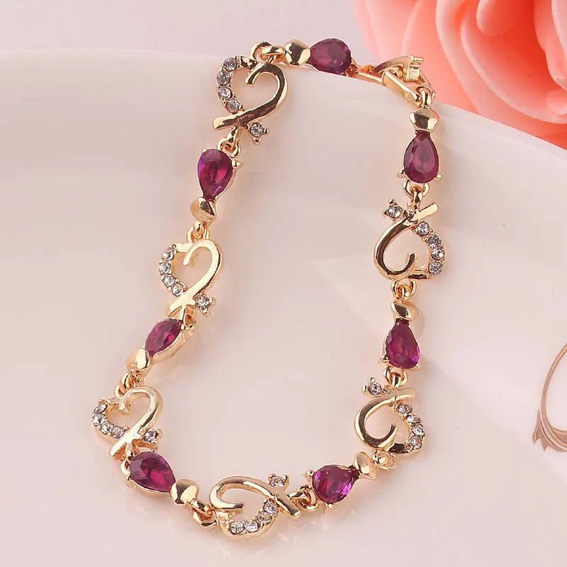 Hot Selling Heart Shaped Bracelets 18K Gold Plated Austrian Crystal Bracelet & Bangle For Women