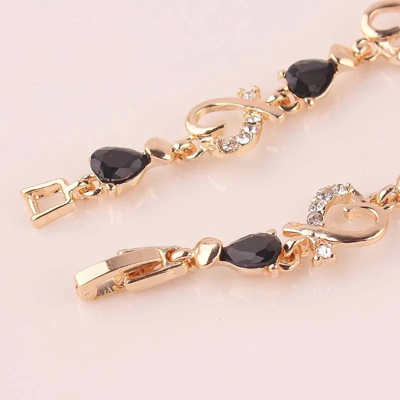 Hot Selling Heart Shaped Bracelets 18K Gold Plated Austrian Crystal Bracelet & Bangle For Women