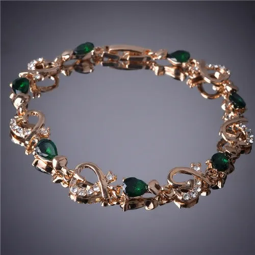 Hot Selling Heart Shaped Bracelets 18K Gold Plated Austrian Crystal Bracelet & Bangle For Women