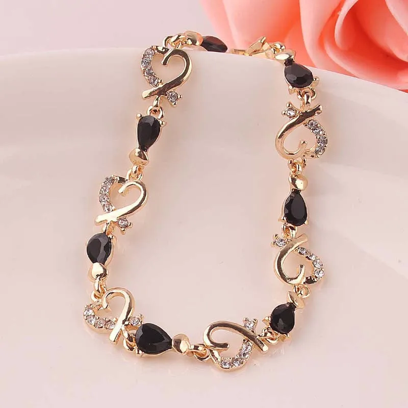 Hot Selling Heart Shaped Bracelets 18K Gold Plated Austrian Crystal Bracelet & Bangle For Women