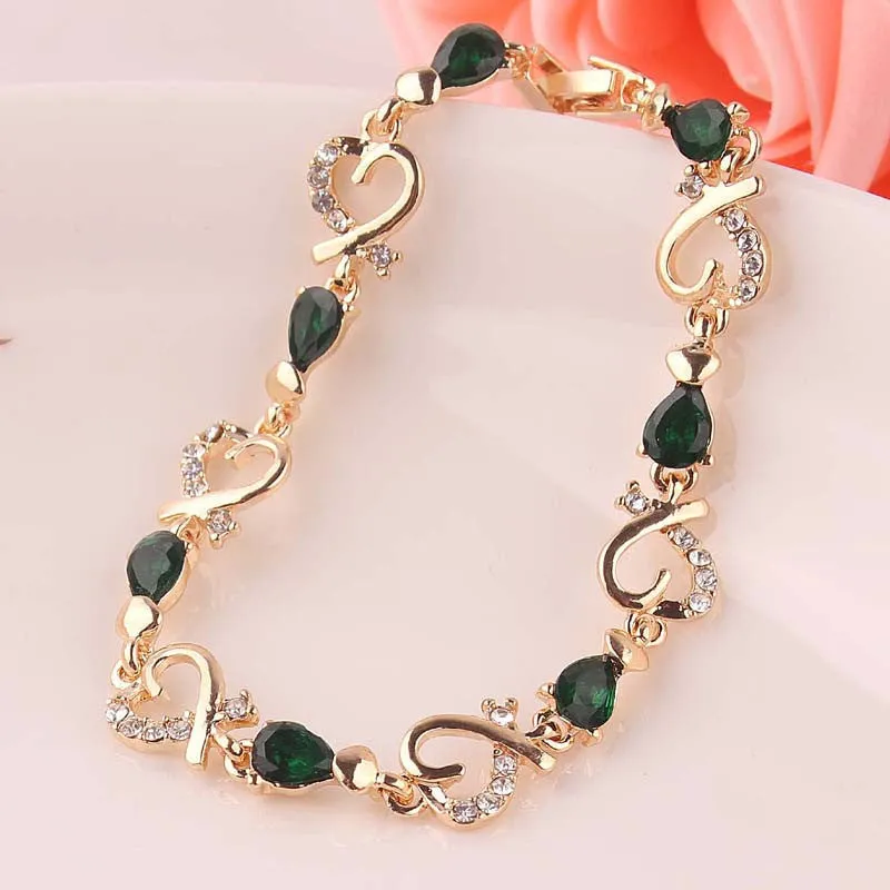 Hot Selling Heart Shaped Bracelets 18K Gold Plated Austrian Crystal Bracelet & Bangle For Women