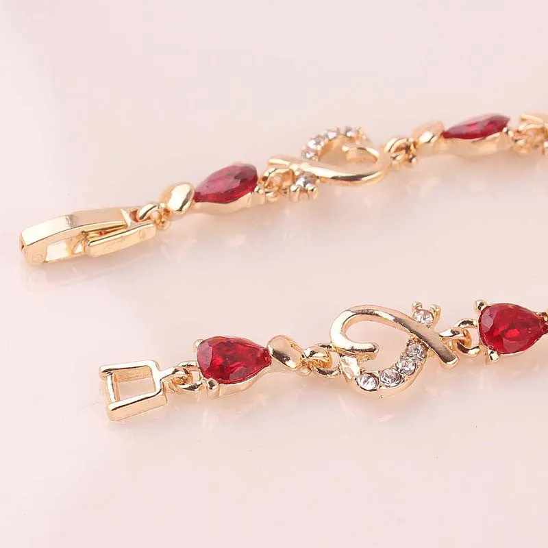 Hot Selling Heart Shaped Bracelets 18K Gold Plated Austrian Crystal Bracelet & Bangle For Women