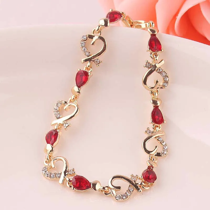 Hot Selling Heart Shaped Bracelets 18K Gold Plated Austrian Crystal Bracelet & Bangle For Women