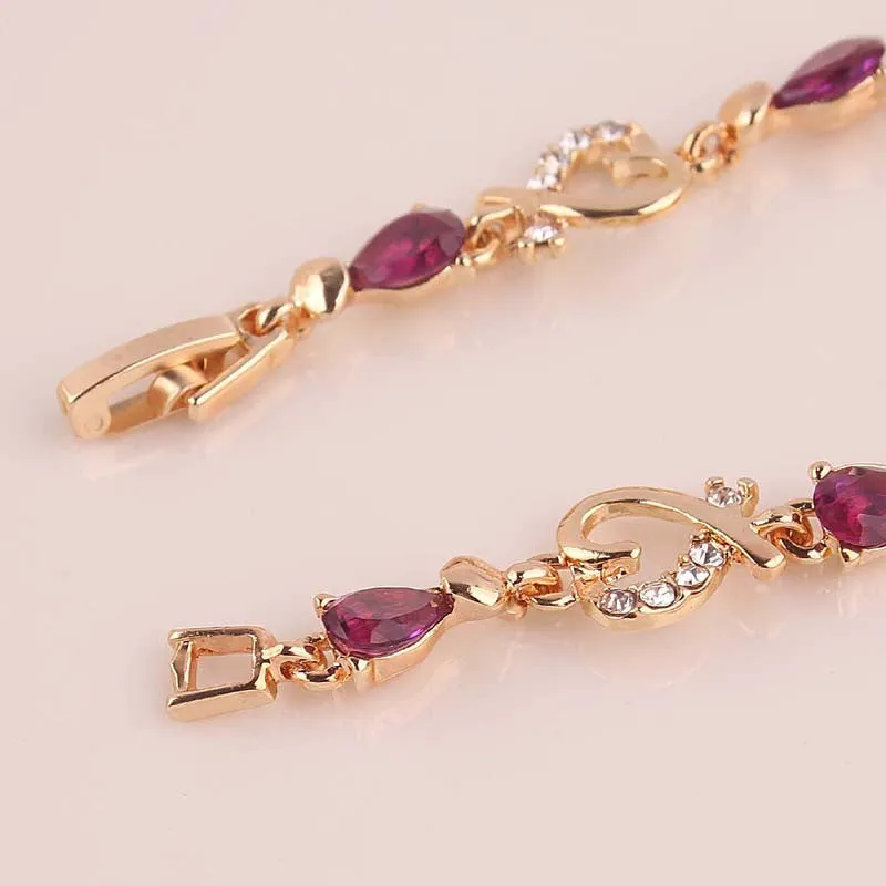 Hot Selling Heart Shaped Bracelets 18K Gold Plated Austrian Crystal Bracelet & Bangle For Women