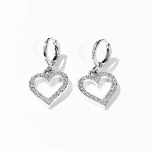 Huggie Hoop Crystal Heart Earrings (GOLD OR SILVER)