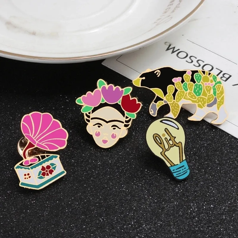 IG Style Simple Style Pin Human Face Animal Bulb Alloy Enamel Unisex Brooches