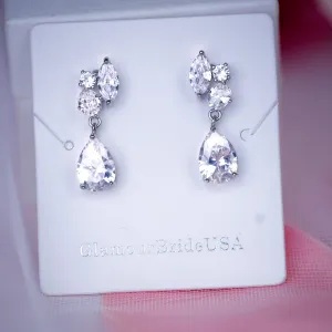 Kathryn - Silver Crystal Tear Drop Earrings