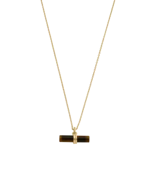 Kirstin Ash Tigers Eye T-Bar Necklace (Gold Plated)