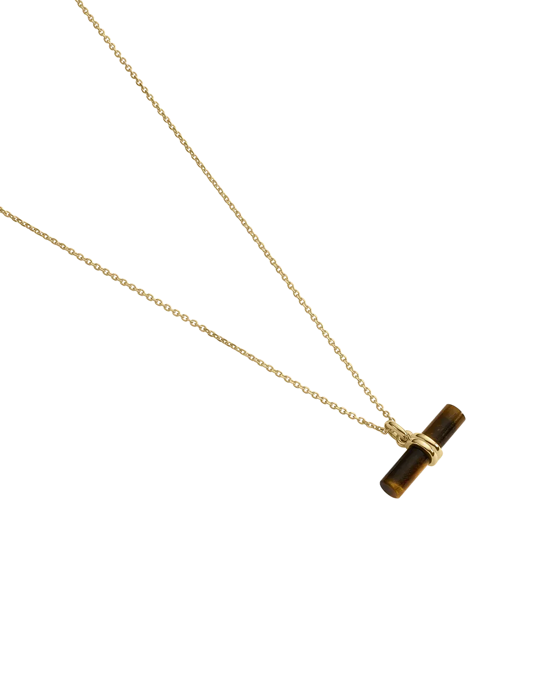 Kirstin Ash Tigers Eye T-Bar Necklace (Gold Plated)