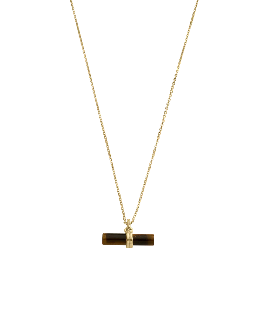 Kirstin Ash Tigers Eye T-Bar Necklace (Gold Plated)