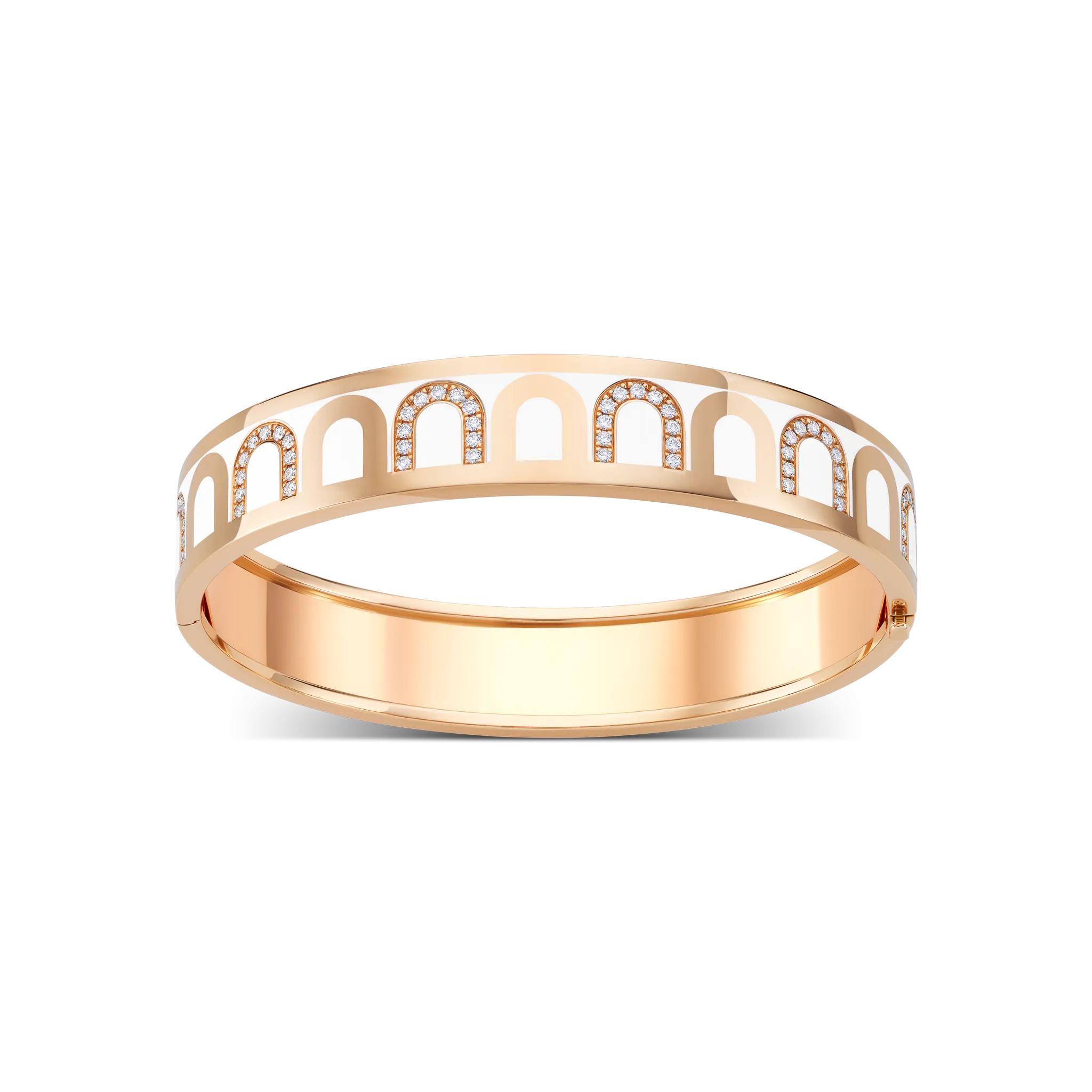 L’Arc de DAVIDOR Bangle GM, 18k Rose Gold with Lacquered Ceramic and Colonnato Diamonds