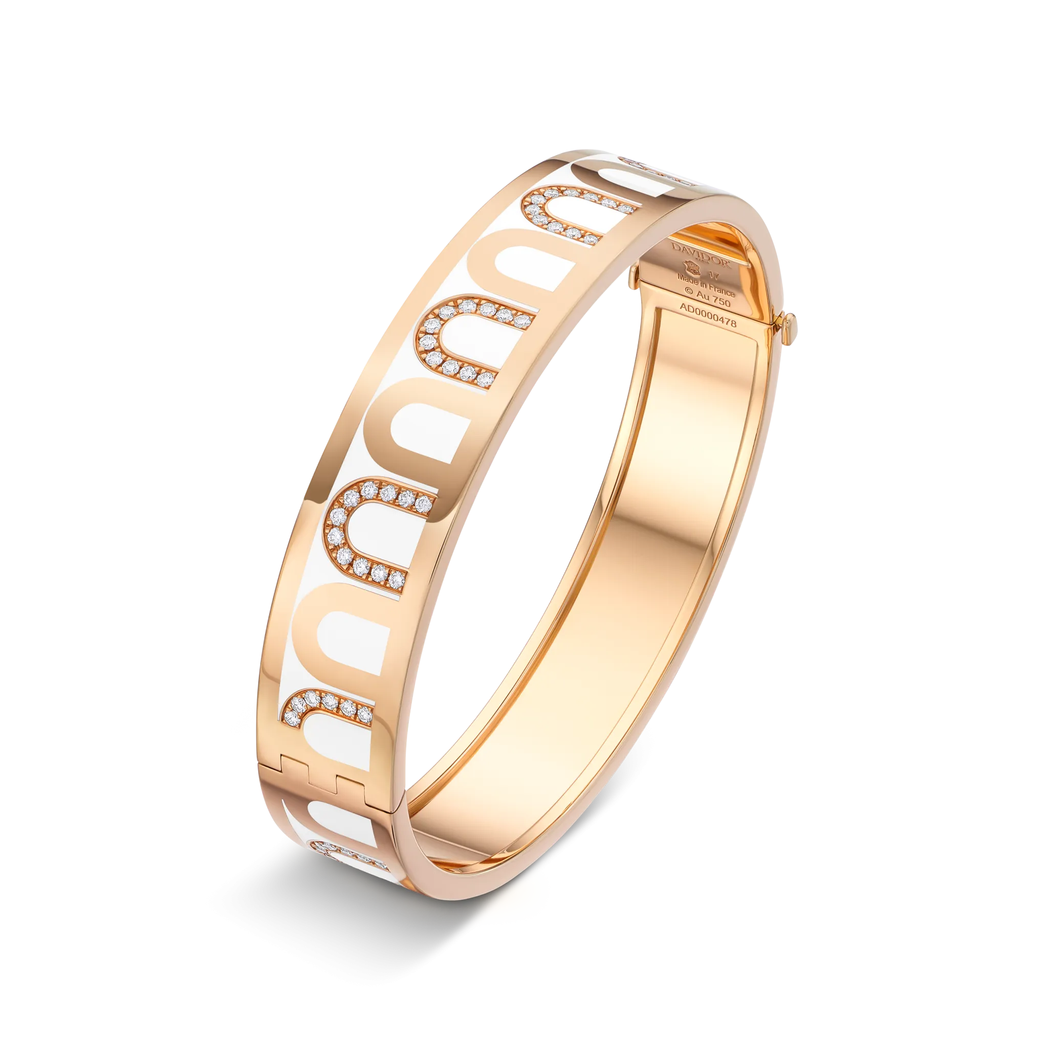 L’Arc de DAVIDOR Bangle GM, 18k Rose Gold with Lacquered Ceramic and Colonnato Diamonds