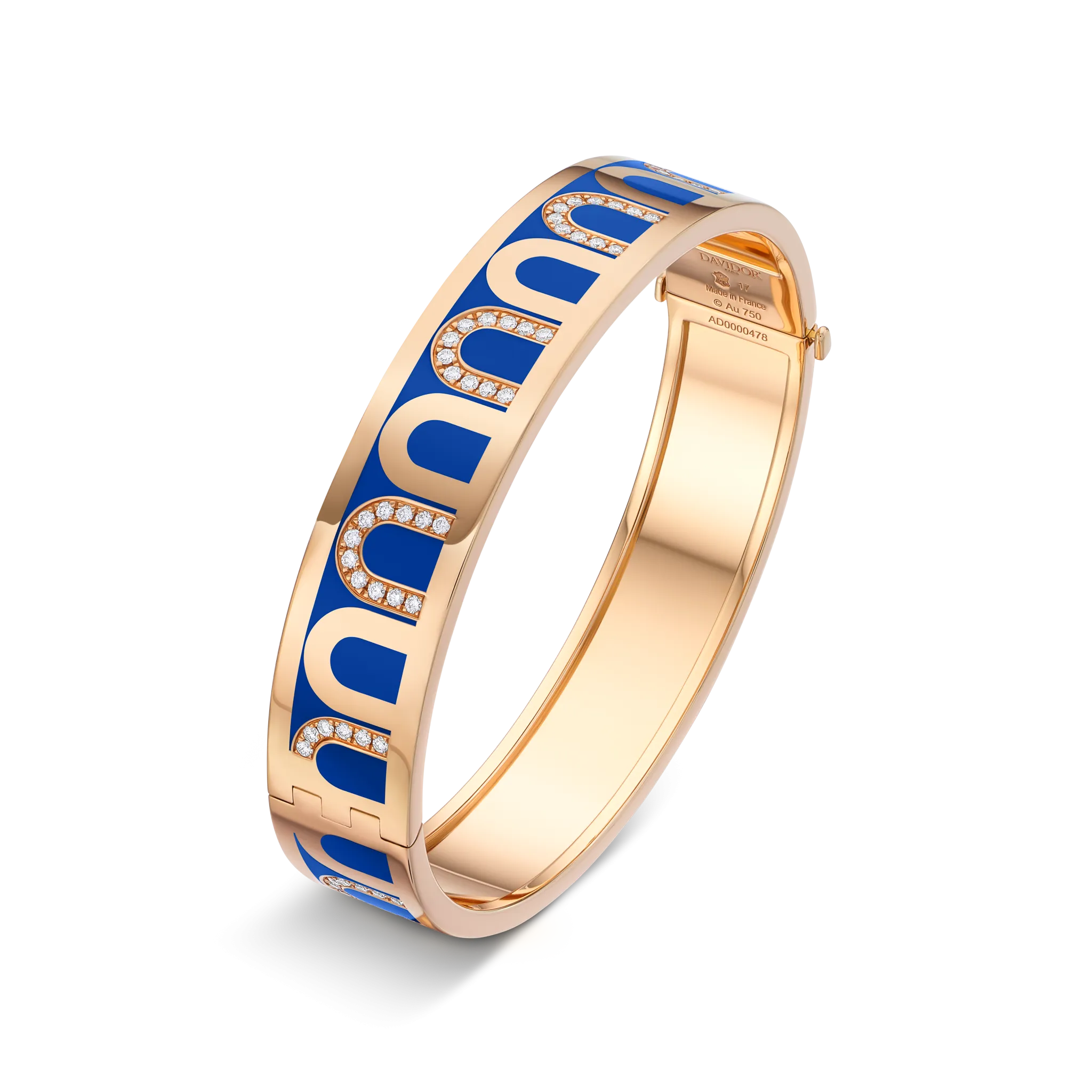 L’Arc de DAVIDOR Bangle GM, 18k Rose Gold with Lacquered Ceramic and Colonnato Diamonds