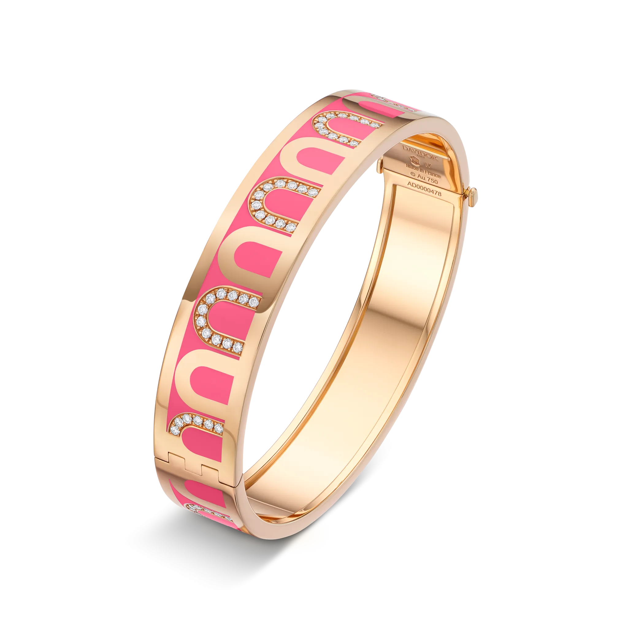 L’Arc de DAVIDOR Bangle GM, 18k Rose Gold with Lacquered Ceramic and Colonnato Diamonds