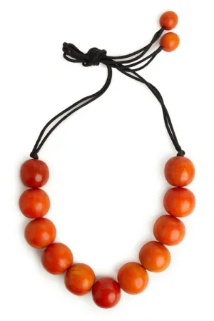 Large Wood Bead Necklace - Cayenne