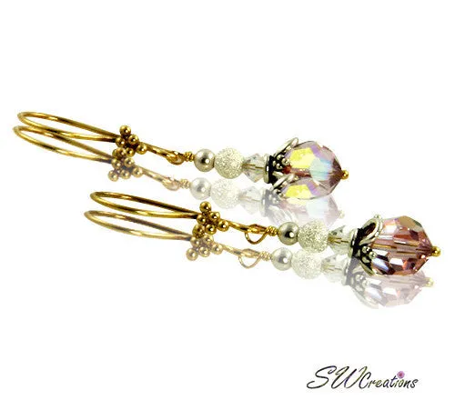 Lavender Crystal Silver Gold Earrings