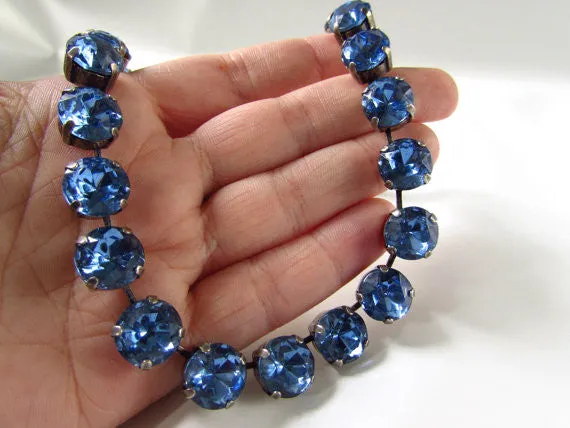 Light Sapphire Blue Riviere Necklace - Small Round