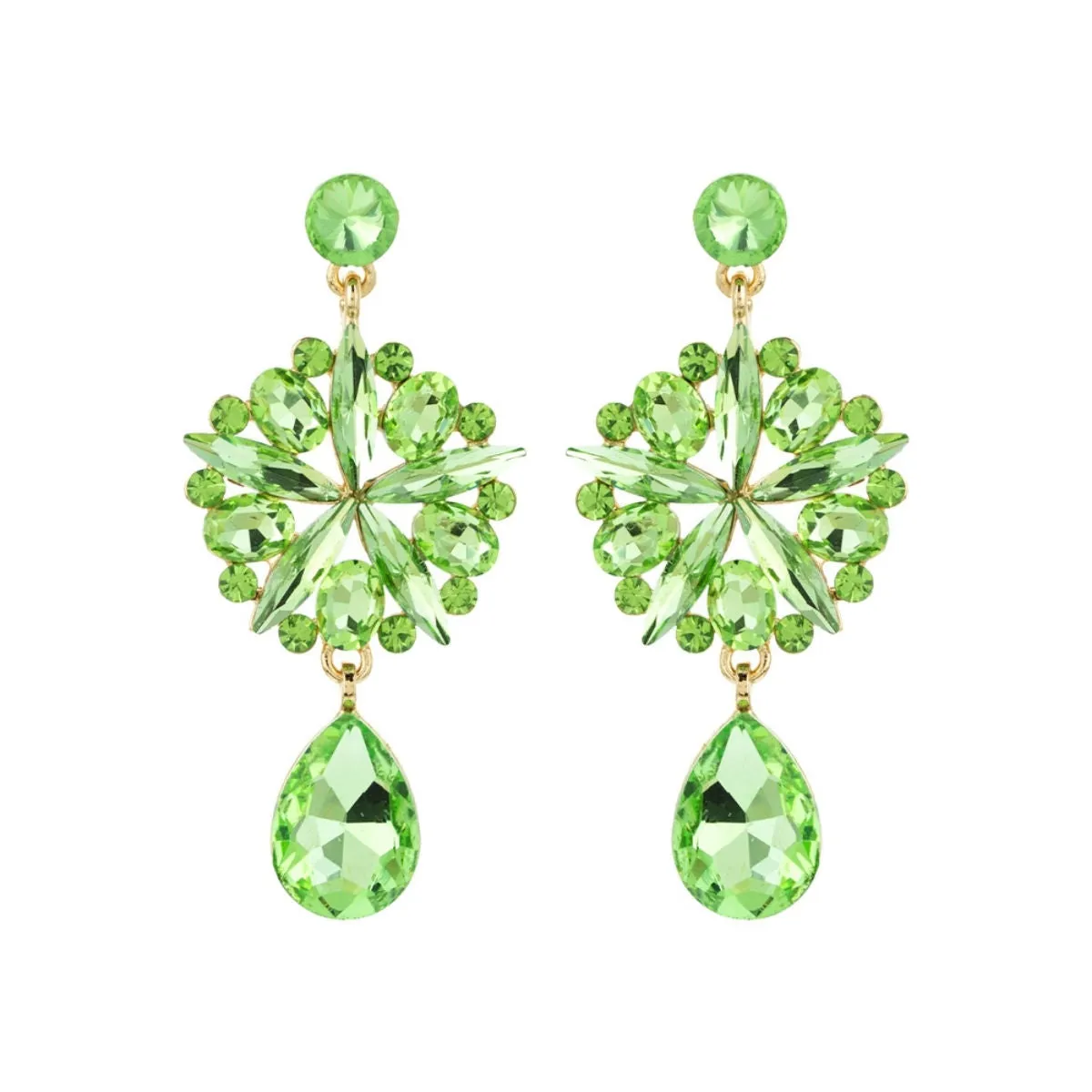 Lime Crystal Burst Earrings