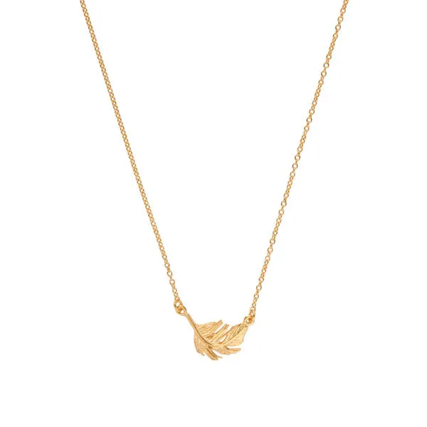 Little Feather In-Line Necklace Gold Plated