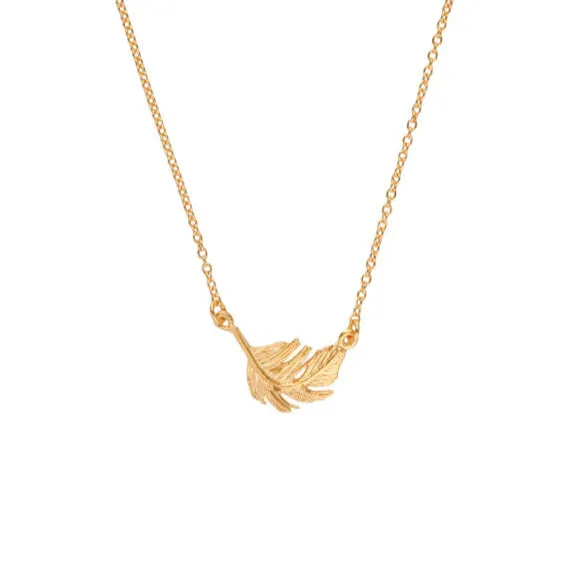 Little Feather In-Line Necklace Gold Plated