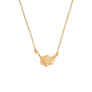 Little Feather In-Line Necklace Gold Plated