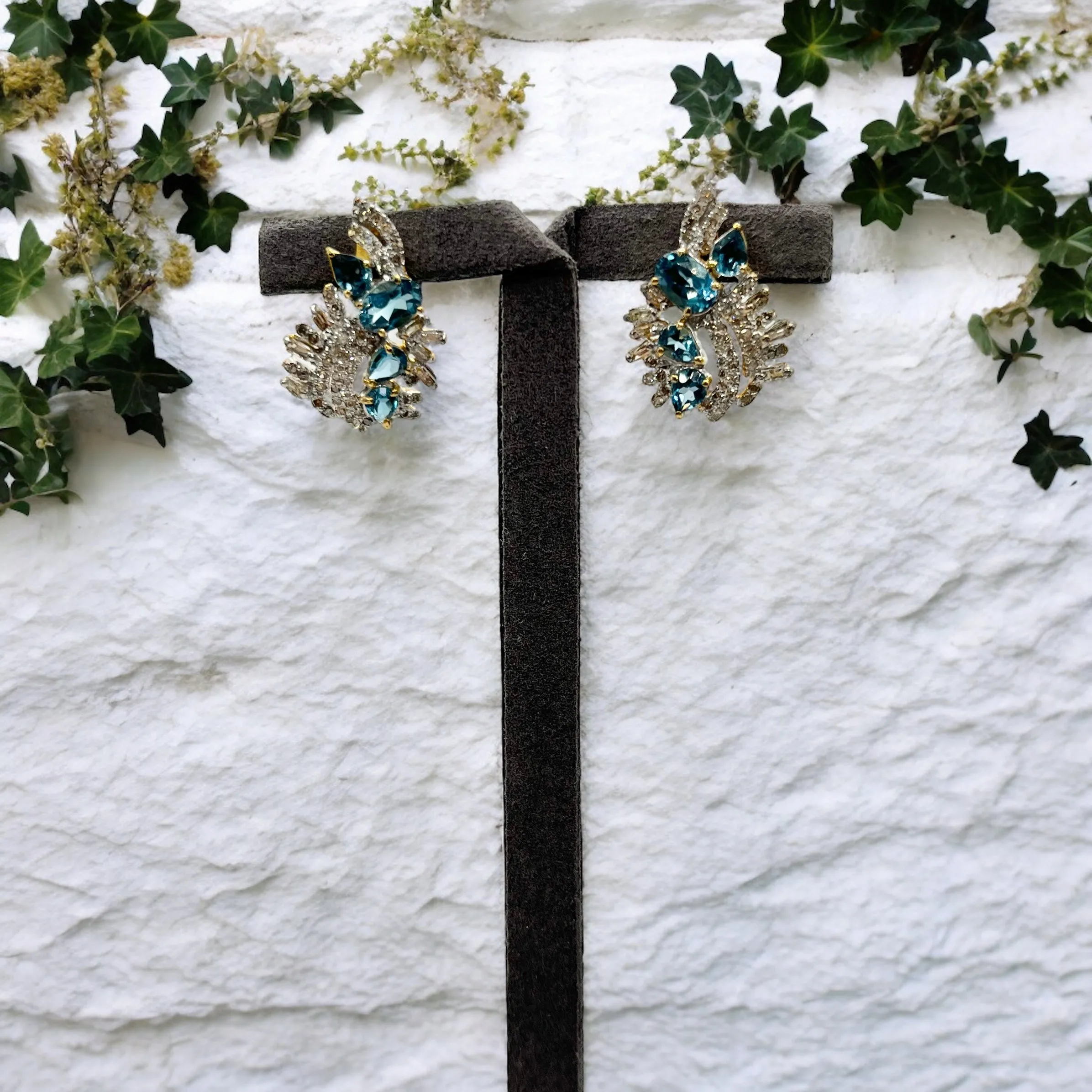 LONDON BLUE TOPAZ DIAMOND EARRINGS