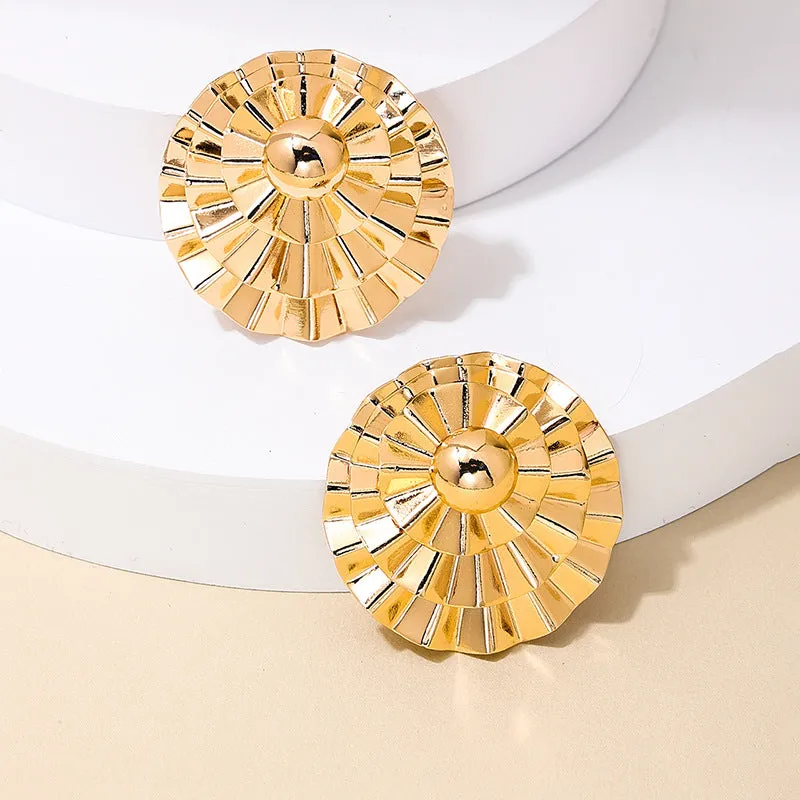 Luxury Floral Pleated Earrings with Vintage Charm