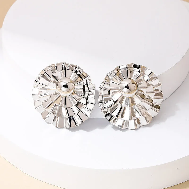 Luxury Floral Pleated Earrings with Vintage Charm