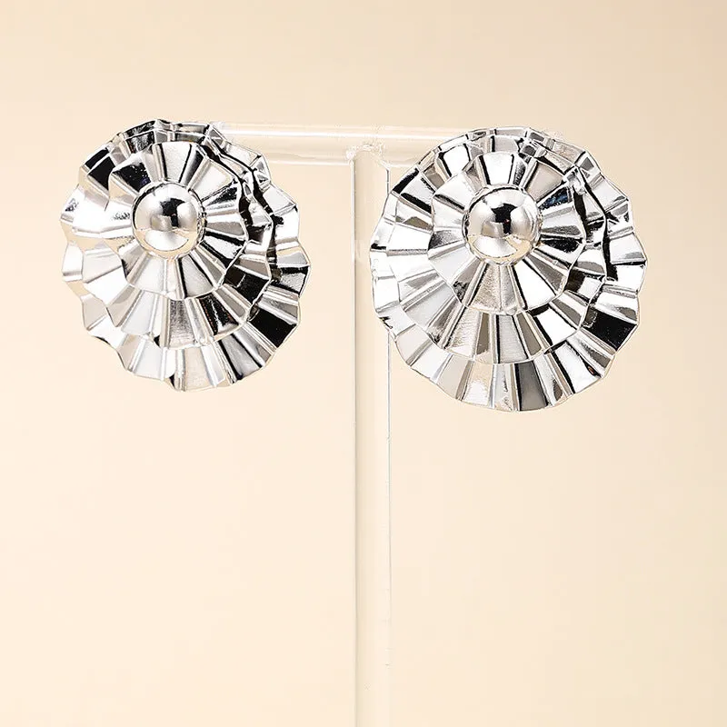 Luxury Floral Pleated Earrings with Vintage Charm