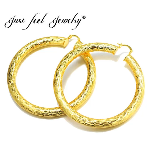 Luxury India African Big Hoop Earrings Gold Color & Brass Copper Earring