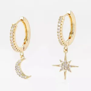 Moon & Star Crystal Earrings