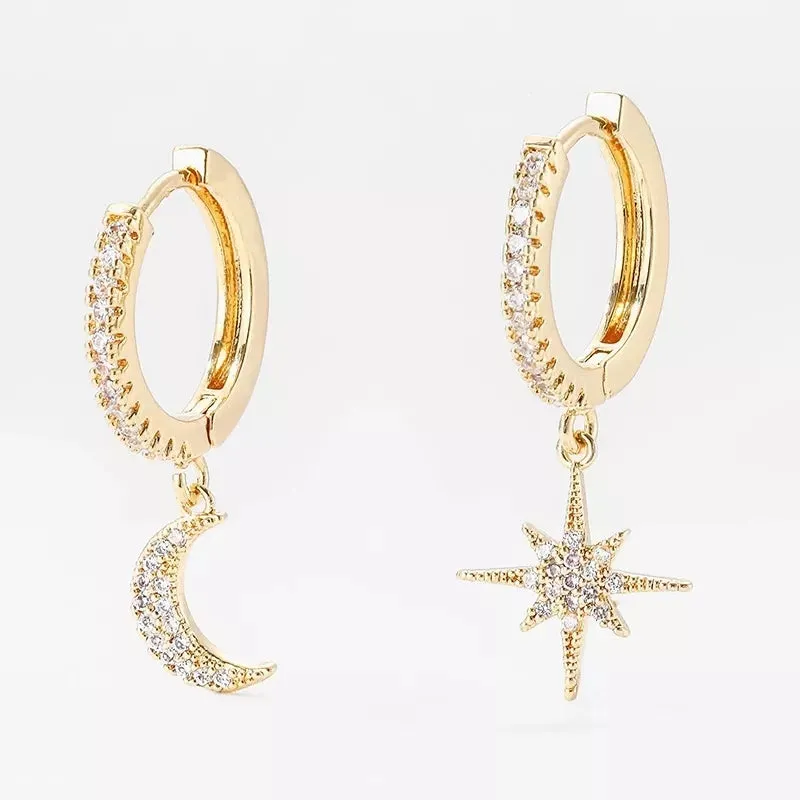 Moon & Star Crystal Earrings