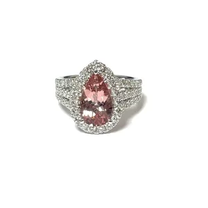 Morganite Ring with Diamond Halo