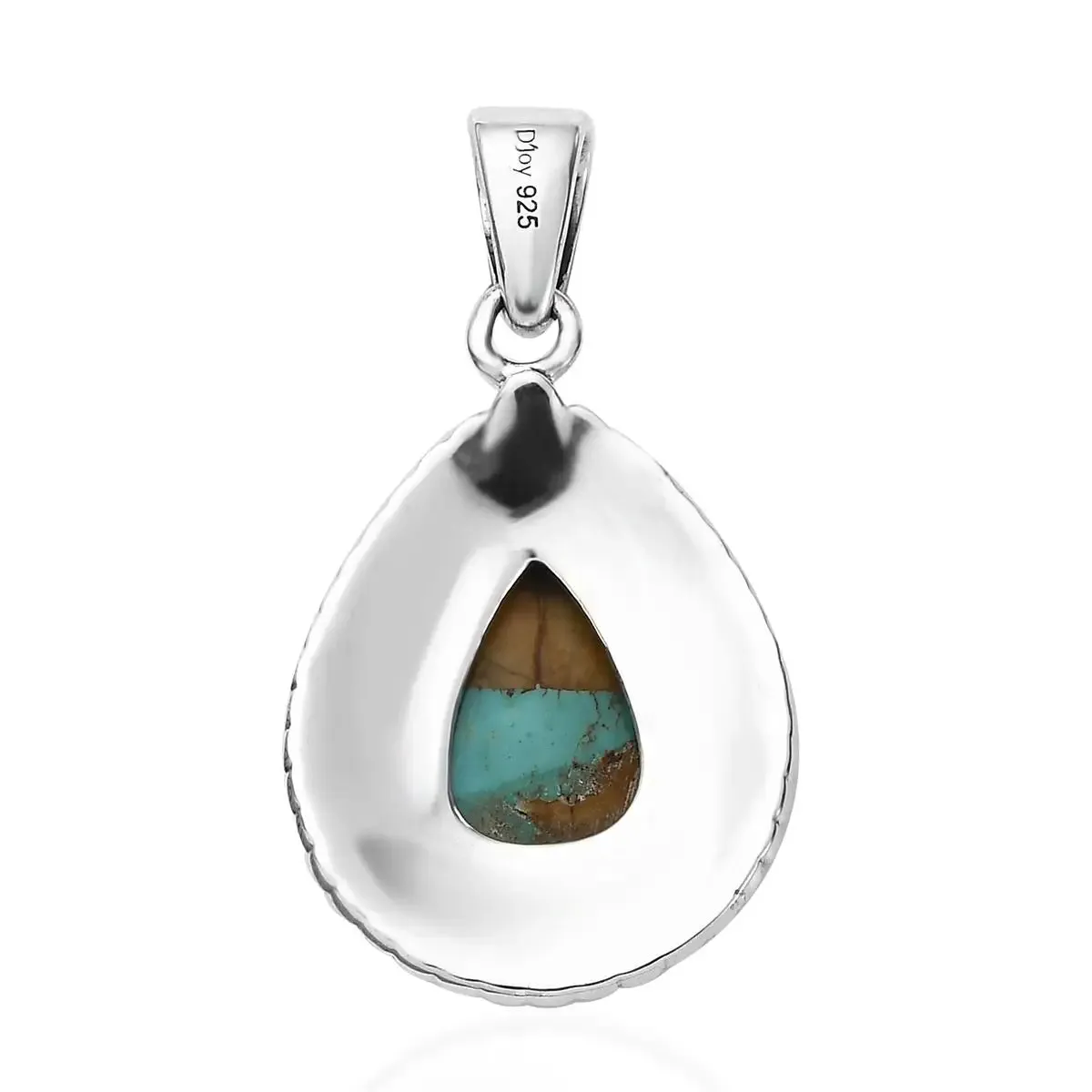 Native American Teardrop Turquoise Southwestern Style Pendant For Women - 925 Sterling Silver Pendant