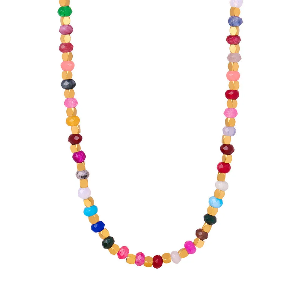 Natural Colorful Tourmaline White Shell Stacked Necklaces