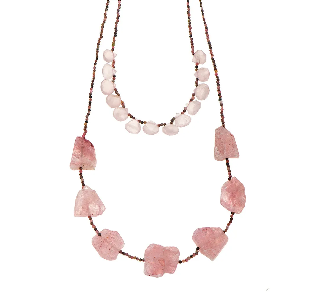 Nava Zahavi Delicate Rose Quarz and Agat Necklace