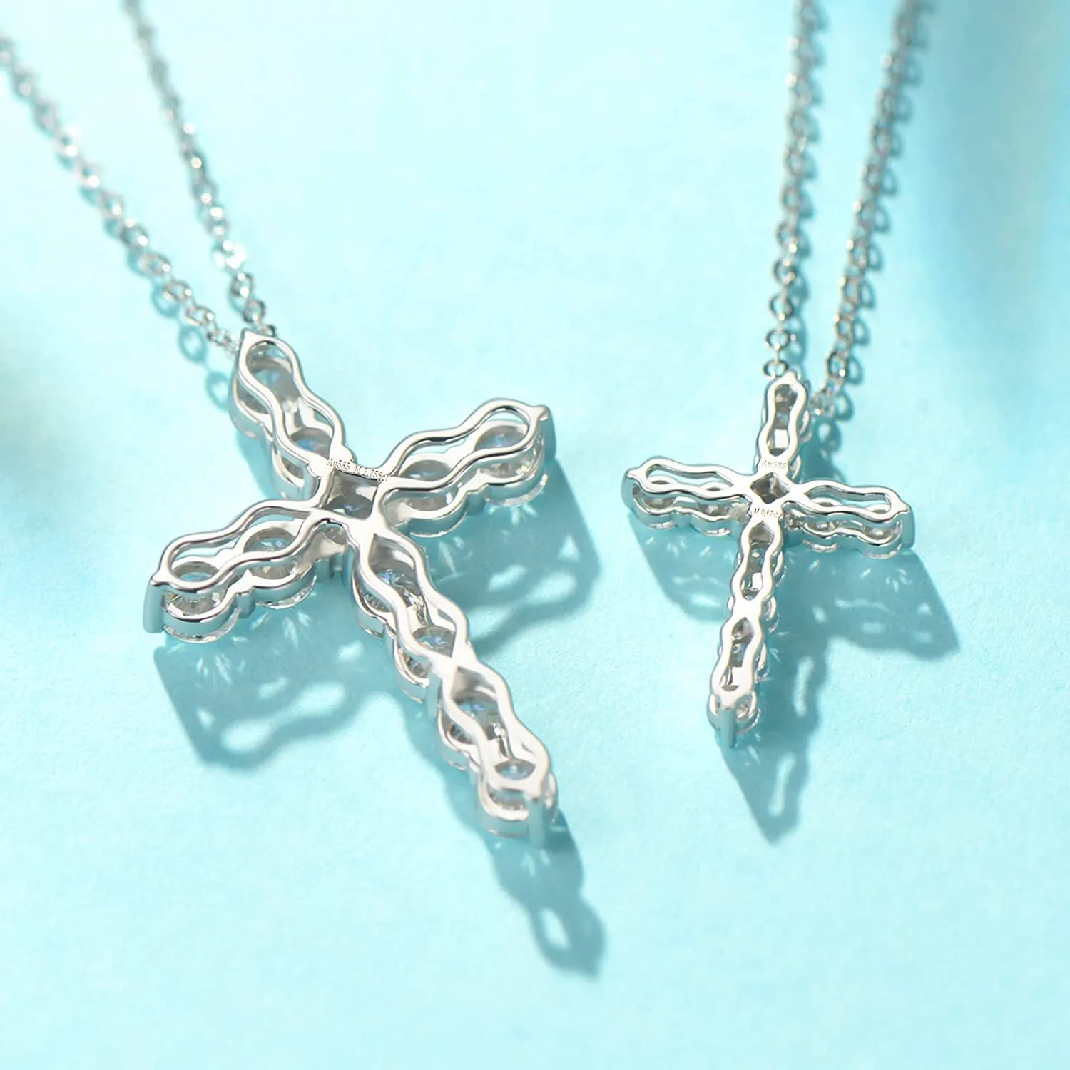 One Carat White Moissanite Gemstone In 14K Solid White Gold Cross Necklace