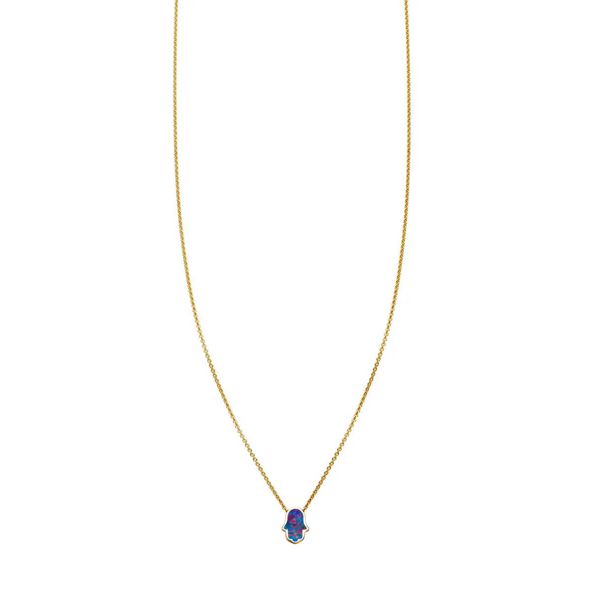 Opal Inlaid Hamsa Hand Necklace