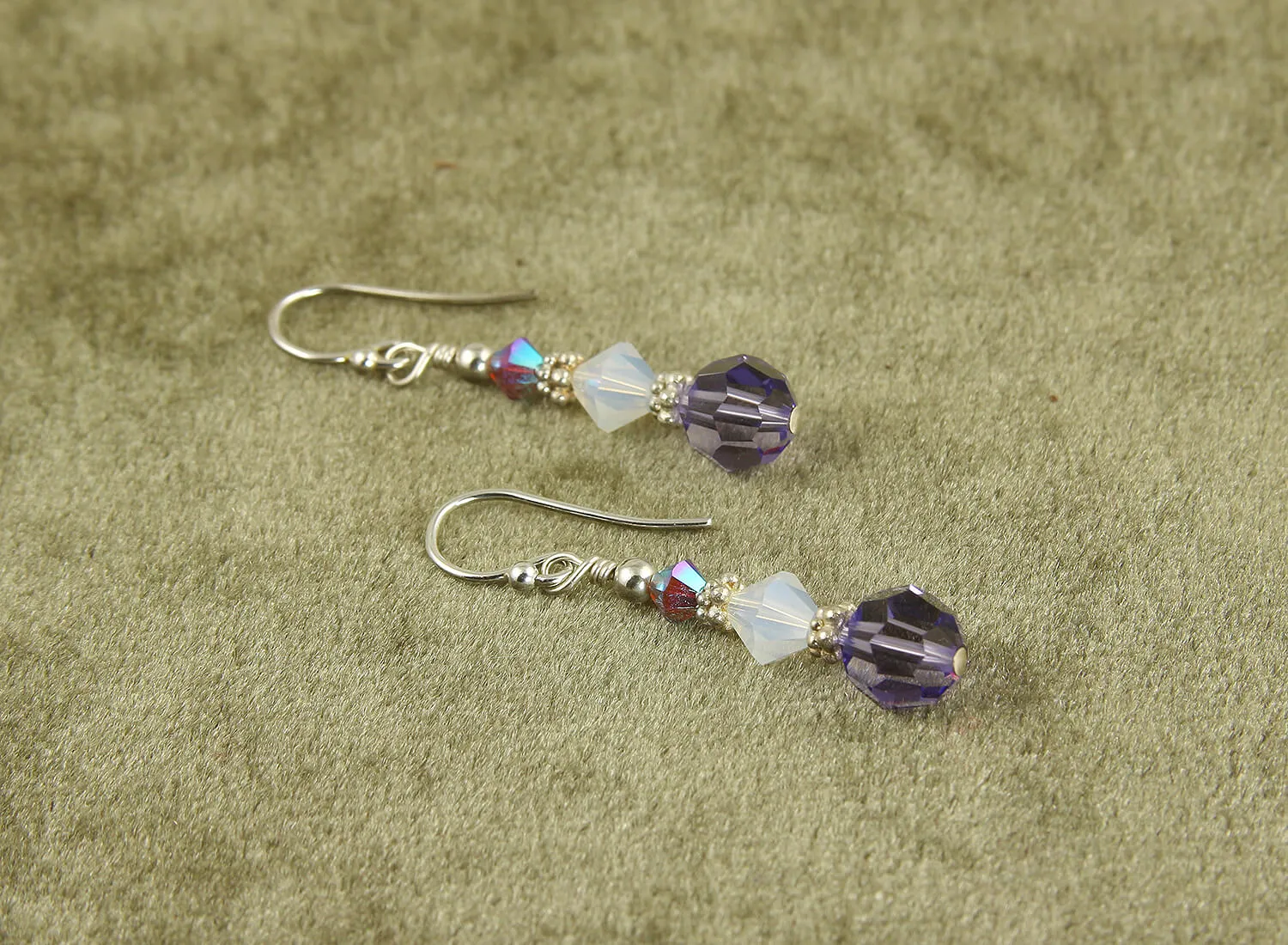 Opal Tanzanite Crystal Beaded Earrings