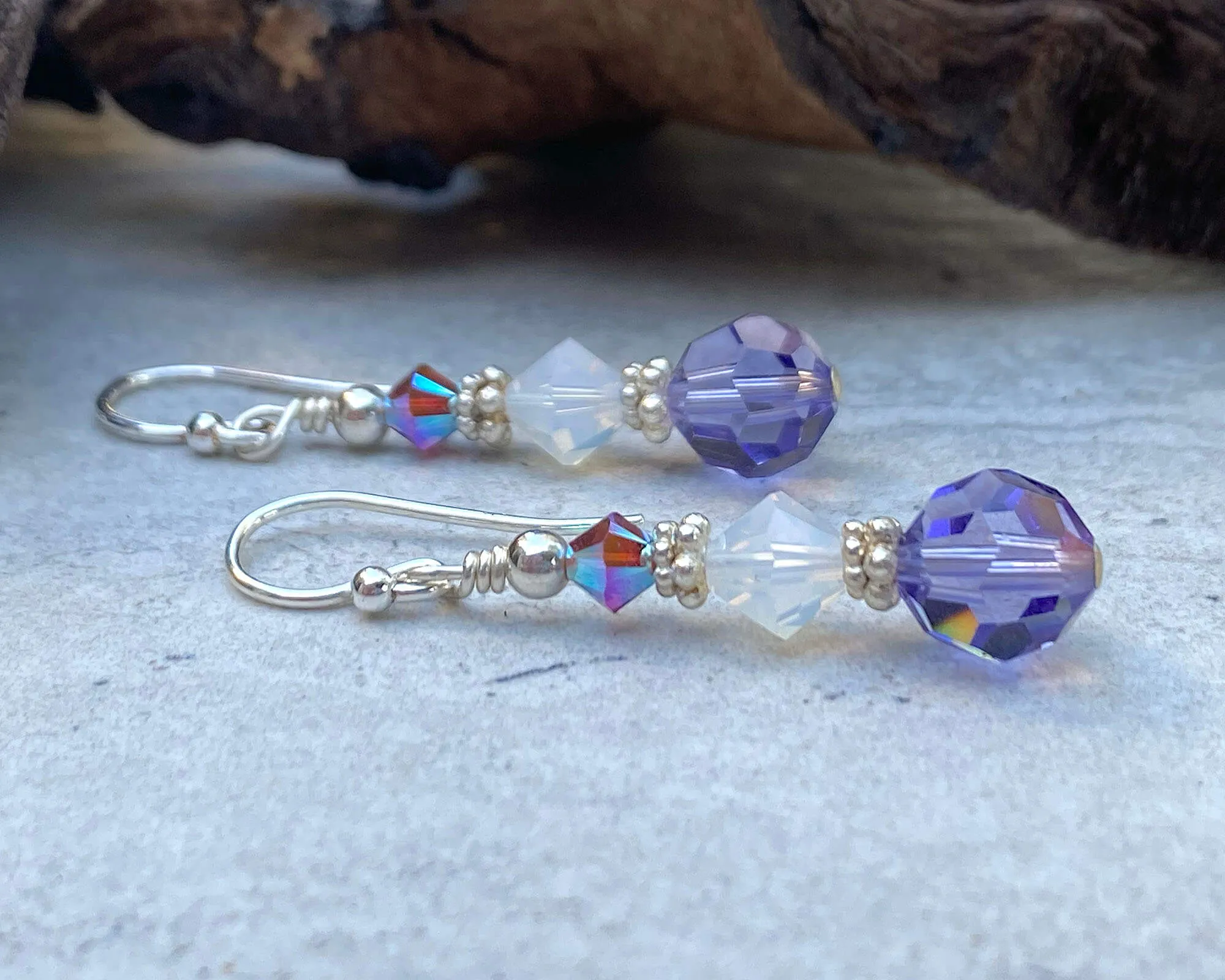 Opal Tanzanite Crystal Beaded Earrings