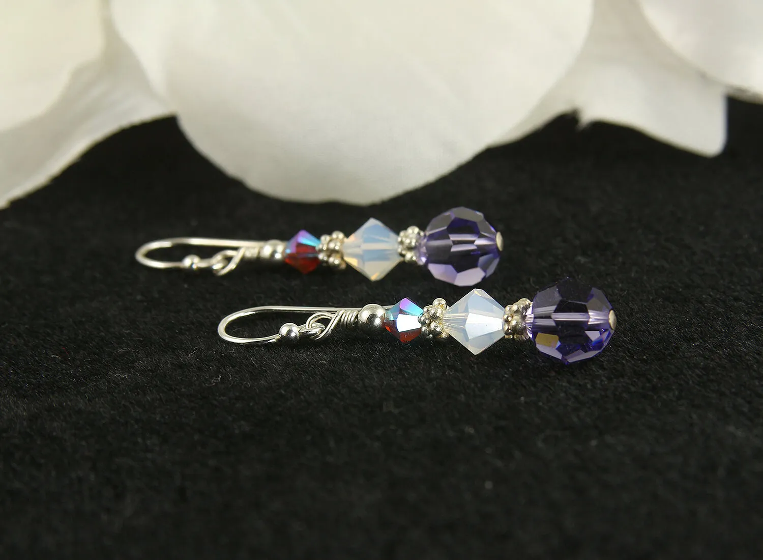 Opal Tanzanite Crystal Beaded Earrings