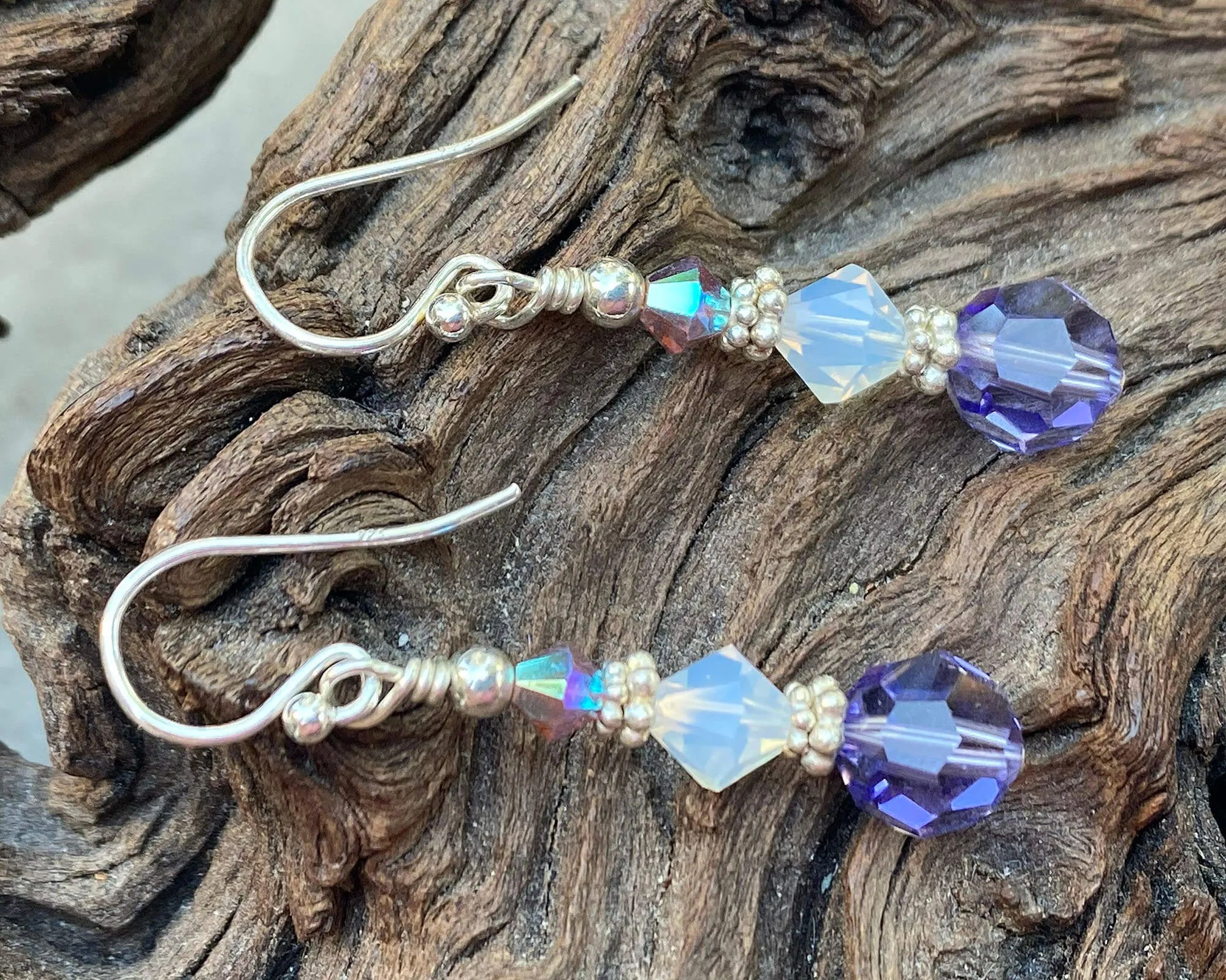 Opal Tanzanite Crystal Beaded Earrings