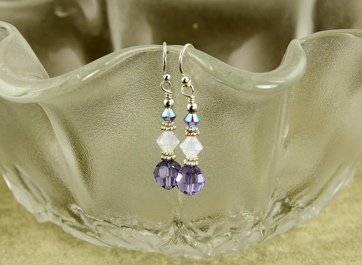 Opal Tanzanite Crystal Beaded Earrings