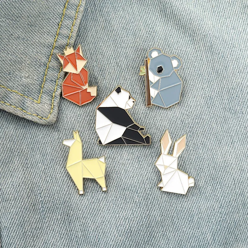 Origami Enamel Pin Brooches