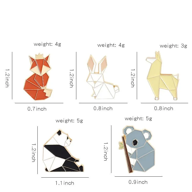 Origami Enamel Pin Brooches